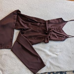 Abercrombie & Fitch Silky Brown Jumpsuit size M